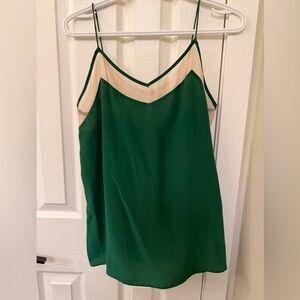 Cami NYC Silk Emerald and Cream Camisole